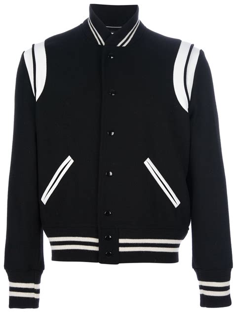 ysl black varsity jacket|saint laurent varsity jacket.